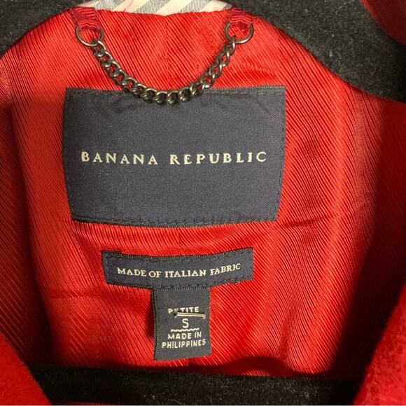 Banana Republic red wool double breasted pea coat jacket size small minimalist - Picture 5 of 6